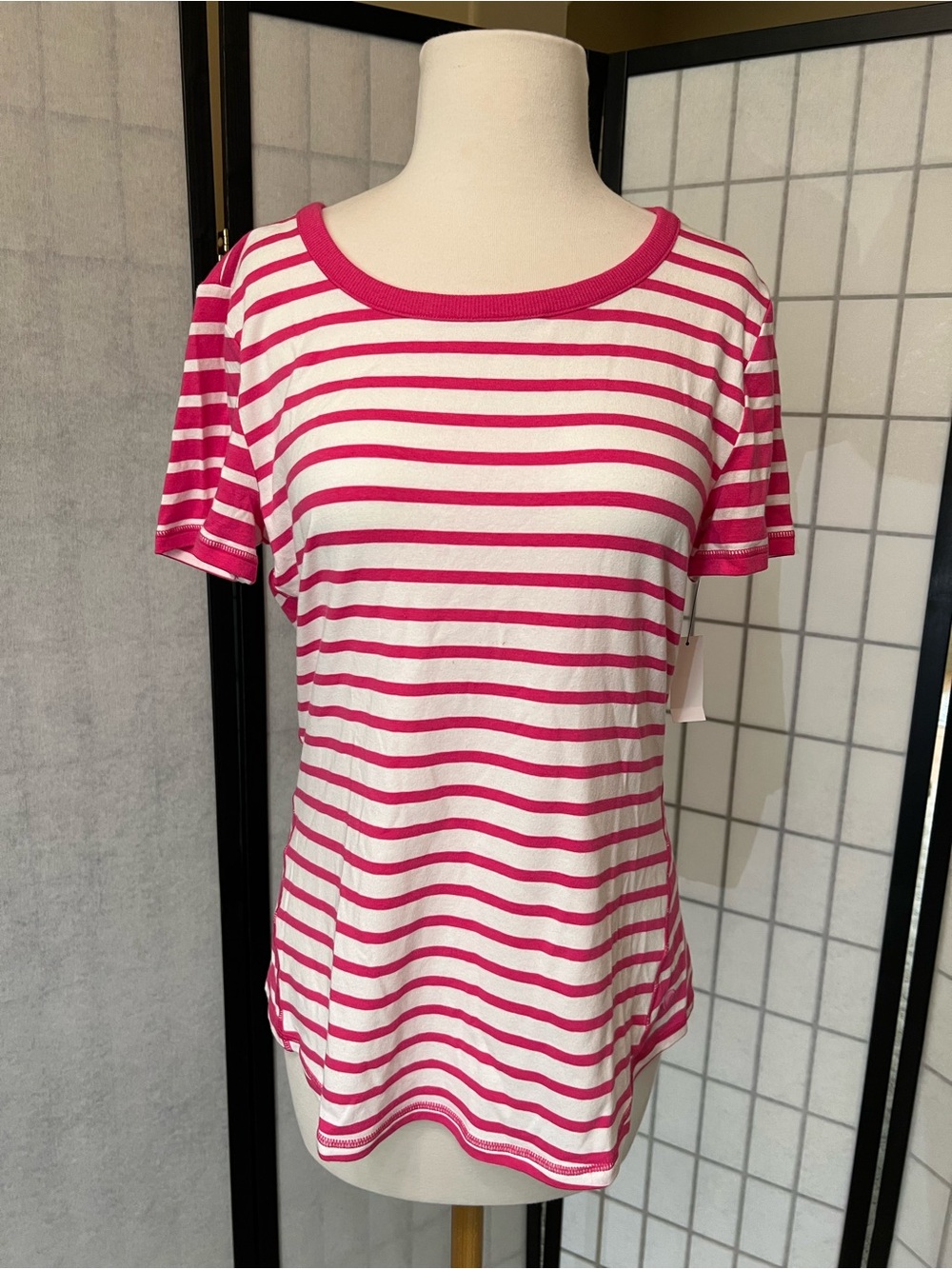 Talbots Pink and White Striped Short-Sleeve Tee